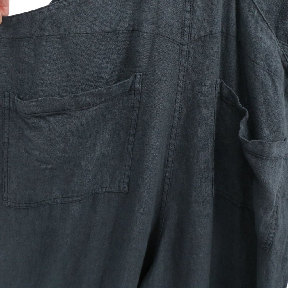 New Cynthia Ashby Linen Blue Wide Leg Overalls Small - Picture 6 of 9